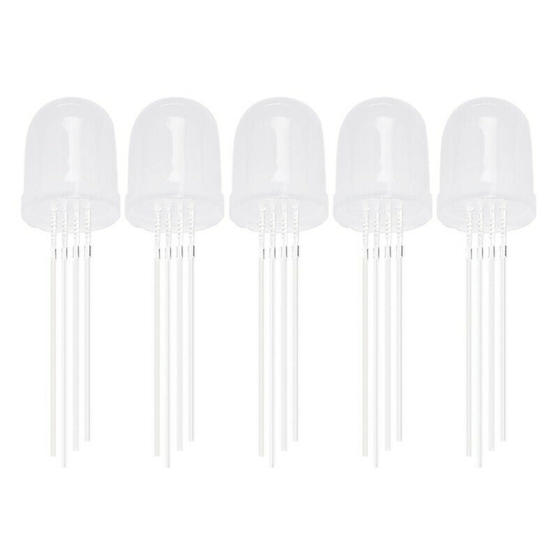 10 LED RGB Multicolor 10mm Ánodo Común 8000mcd Clear A1C19
