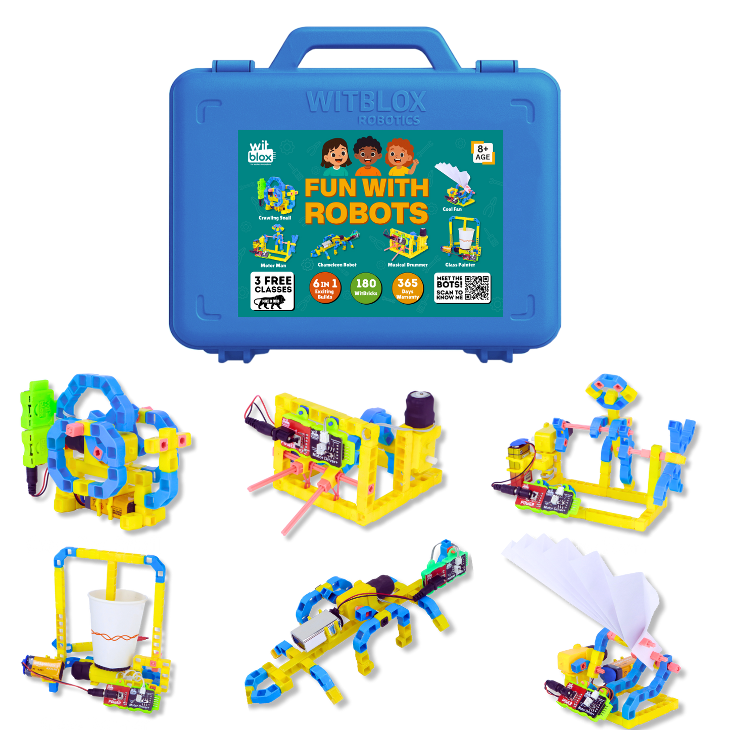 WitBlox Fun With Robots Kit - 6 in 1 Project Set(185+ parts)